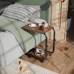 End Table C Shaped Nightstand Height Adjustable for Bedroom Living Room