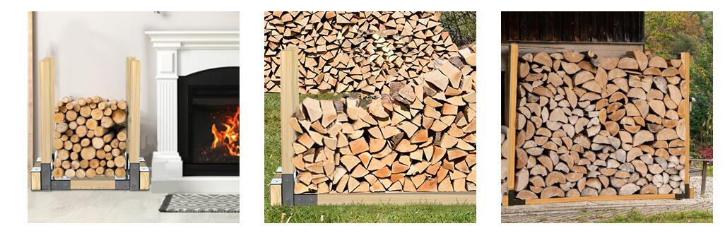 Functional Design Adjustable Firewood Log Storage Rack Brackets for Indoor and Outdoor