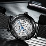 KINYUED J069 skeleton luxury leather waterproof oem brand hands wristwatches