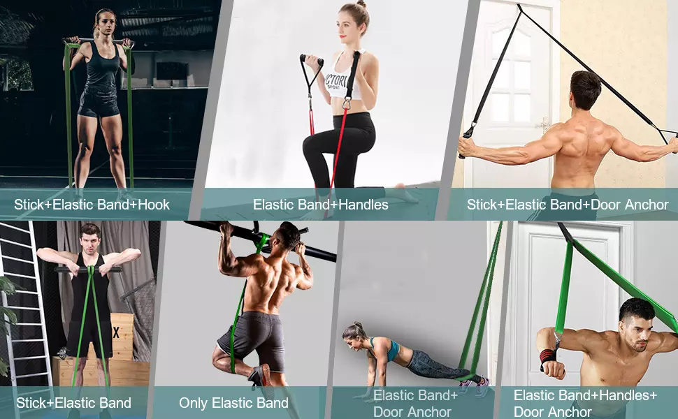 Custom 100cm Pilates Bar Kit With Resistance Bands Gym Yoga Exercise
