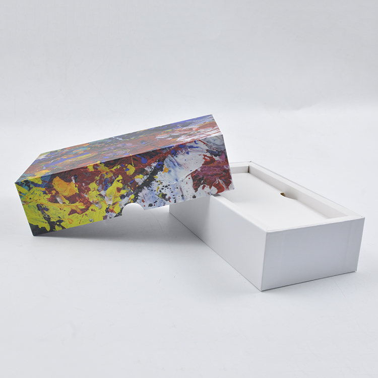 Custom size colorful square box graffiti printing packaging cardboard with lid and bottom box