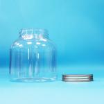 Transparent Plastic PET Round Candy Daily Food Jars With Aluminum Screw Lids