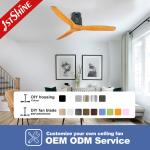 Office 48 Inch Modern Wood Ceiling Fan Pure Copper Motor DC