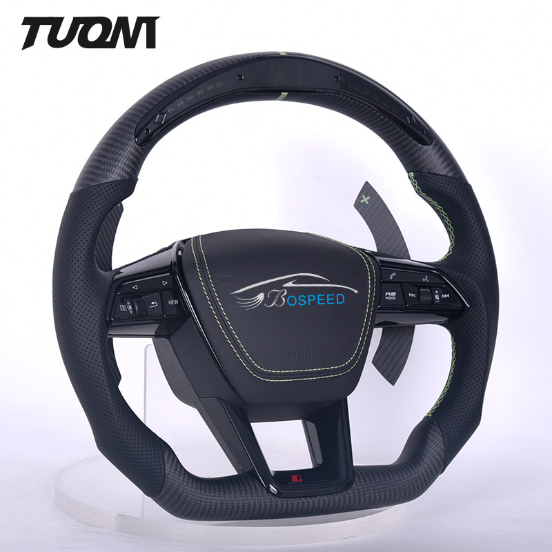 Matte Carbon Fiber Leather Audi RS6 C8 Steering Wheel With LED Display