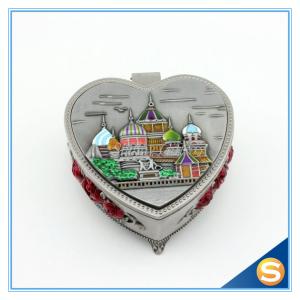 Quality Castle Desgin Zinc Alloy Metal Jewelry Box with Mirror wholesale