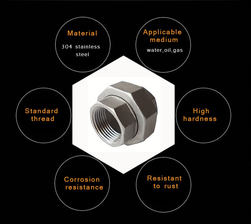 Class 150 Union NPT Female Malleable Iron Pipe Fitting With Black Finish