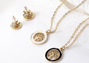 Quality Life Tree set Gold necklace 18k stainless steel earning popular accessories Spot Titanium steel set earrings wholesale wholesale