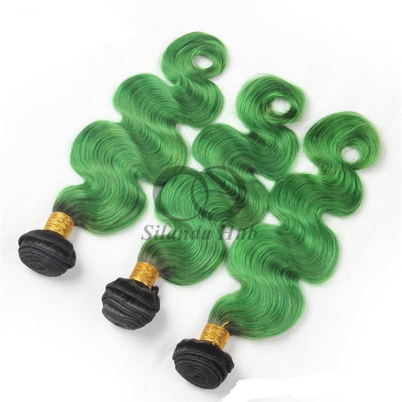 #T1B/Green Body Wave Remy Human Hair Bundles Sew In Weave Bundles Brazilian Bundle Deals