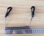 Transparent black PU coated wire coiled lanyard anti-lost tether plastic snap