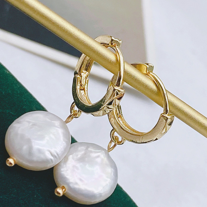 Korean Hoop Earrings For Women Handmade Sweet Baroque Pearl Circle Earring Jewelry Natural Baroque Pearl Earring