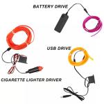 RGB Neon Decorative EL Wire Car Interior Atmosphere Lights USB DIY cold light
