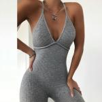 Ribbed Sexy Women Bodycon Jumpsuit Backless Bodycon Jumpsuit