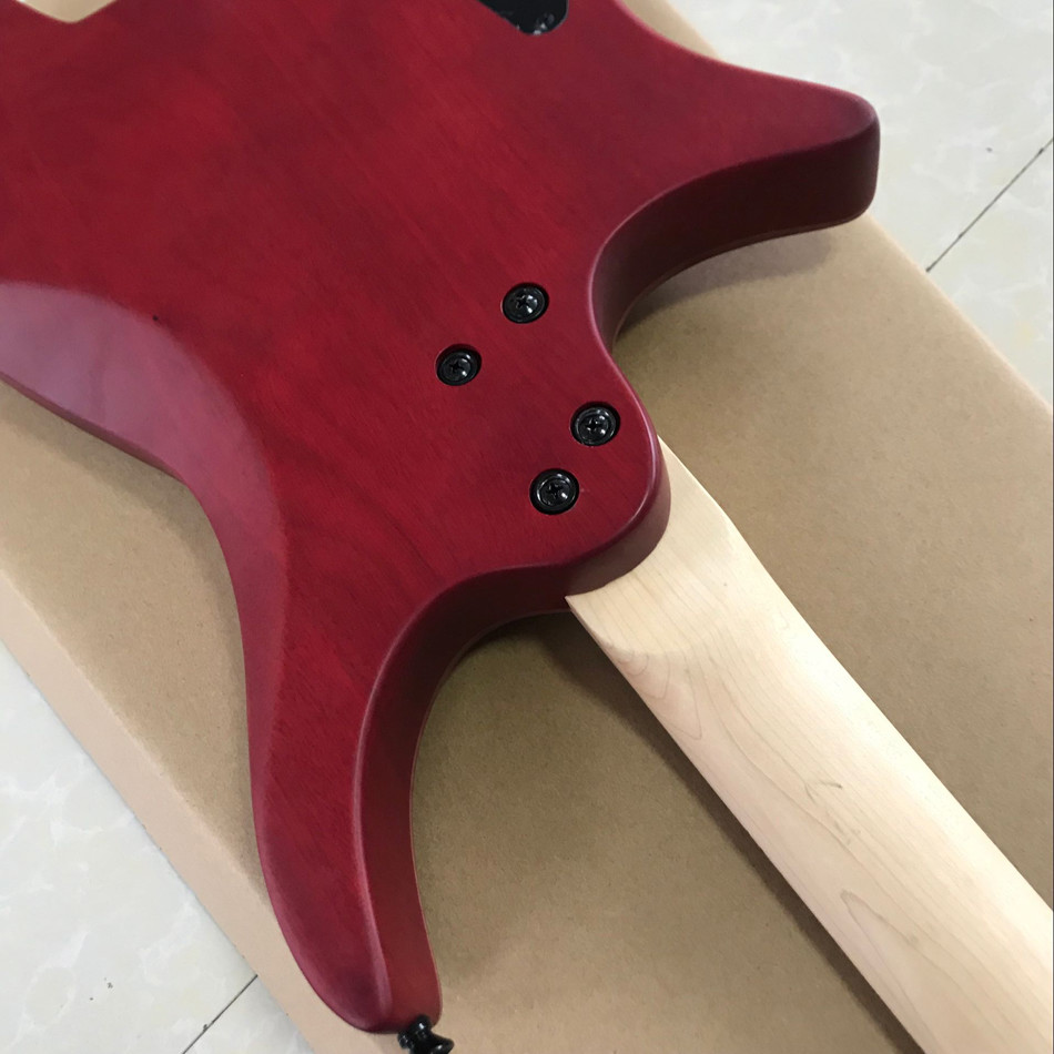 GRAND Red burst color Headless Electric Guitar 2019 New arrival solid wood guitar,Black hardware Free shipping