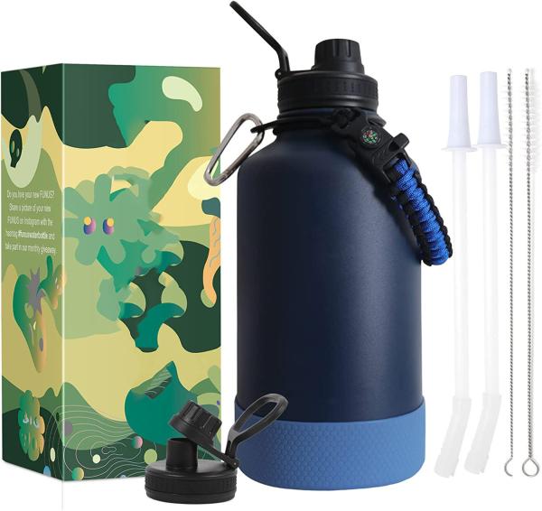 64 Oz Double Wall Vacuum Insulated Stainless Steel Water Bottle Wide Mouth With