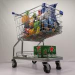 125L Regular Size Supermarket Metal Trolley Powder Coating Warehouse Shopping