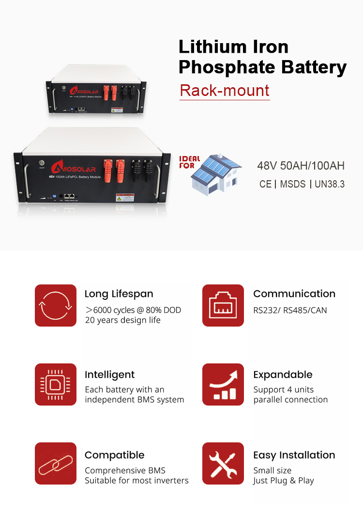 Energy Storage Solution 48V/51.2V Rack Mounted Lithium Batteries with High Capacity
