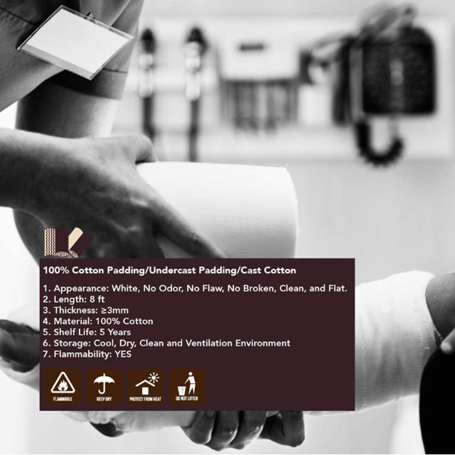 Orthopedic cotton under cast padding for POP bandage 2inch 3inch 4inch 6inch