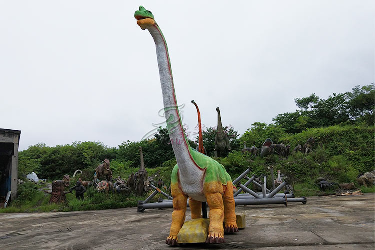 Weatherproof Realistic Dinosaur Model , Life Size Brachiosaurus Dinosaur Lawn Statue
