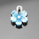 Women Jewelry Purple Cubic Zircon Flower Pendant Necklace (PSJ0223)