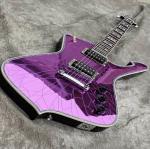 Custom Purple Gold Sliver Cracked Mirror ICEMAN Stanley Electric Guitar Abalone