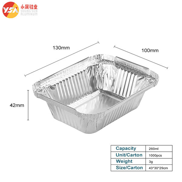 300ml Disposable Aluminum Foil Pan Rectangle Takeaway Food Packages Tinfoil Container With Lid