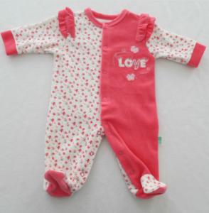 Quality Snap Button 12M 240gsm Baby Velour Romper Frills On Shoulder wholesale