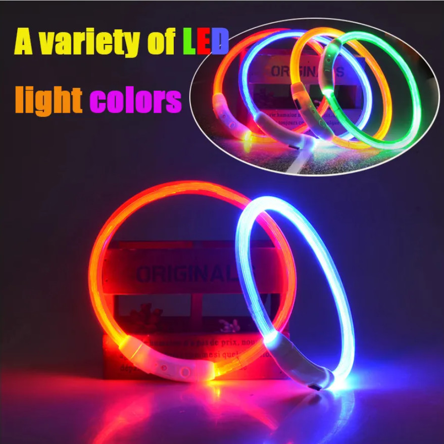 Rechargeable Led Leather Dog Collars Light Up Flashing Dog Collar