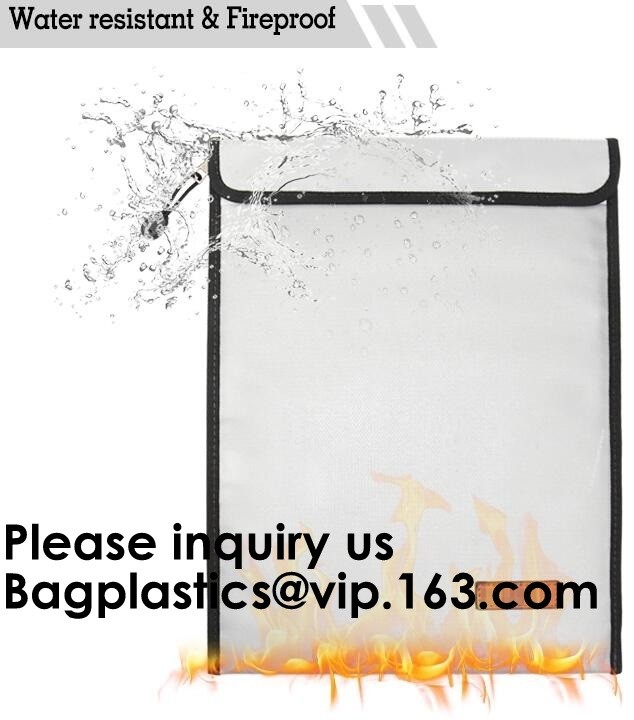 waterproof and fireproof resistant document bag,Lock Box Bag For Documents Money & Office Files Freproof Safe Bag with L