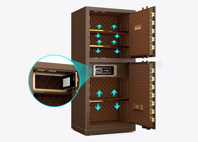 120kg Patented Bolts Dual Alarm Biometric Safe Box Fingerprint Lock YB/N7-150D Coffee