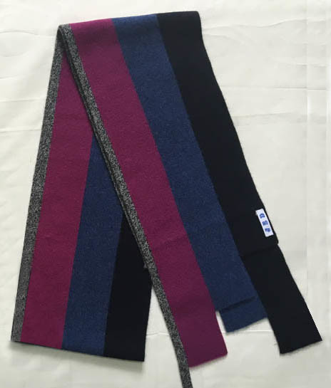 Vertical Stripe Knitted Neck Scarf Jersey Type For Ladies Outdoor Activities