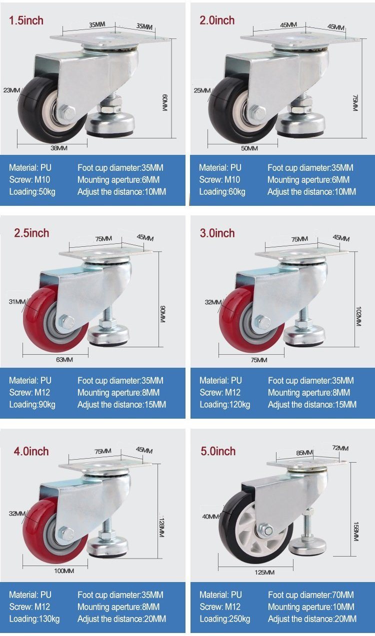 Factory Produces Antique Height Adjustable Caster and Scaffold Caster Wheel with Brake