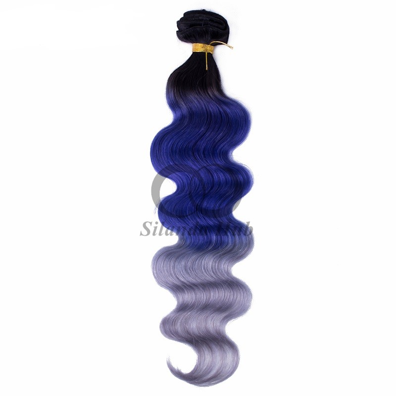#T1B/Blue/Grey Body Wave Remy Human Hair Bundles Sew In Weave Bundles Brazilian Bundle Deals