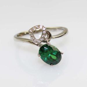 Quality Fashion Jewelry Oval Green Cubic Zircon Sterling Silver Ring(R242) wholesale