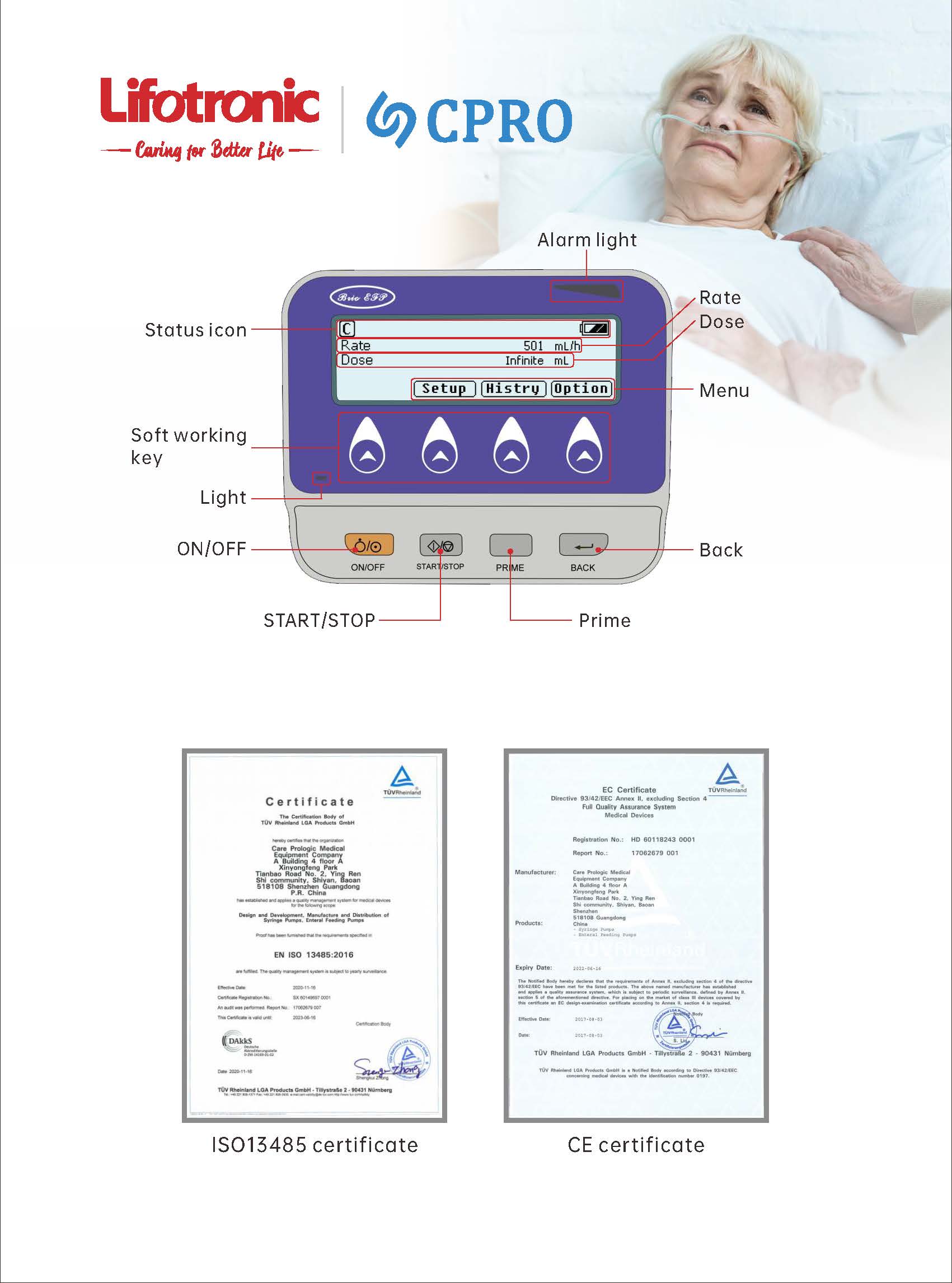 New design hot selling Lifotronic ICU new medical device Enteral Feeding Pump