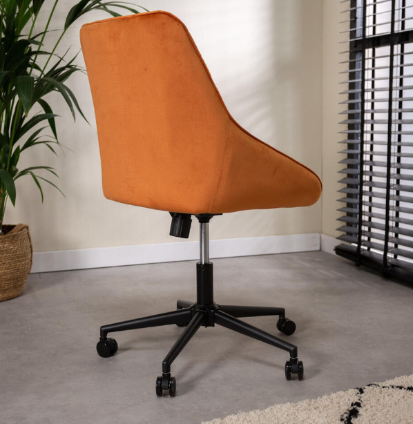 Industrial Yellow Velvet Comfortable Upholstered Office Chair With Padded Seat