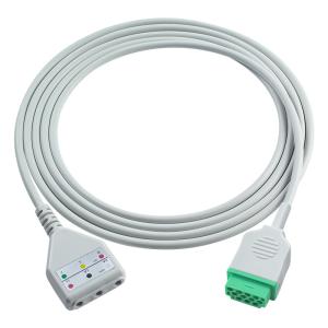 Quality GE ECG Trunk Cable Din Style 3lead Leadwires Cable 1.30M wholesale