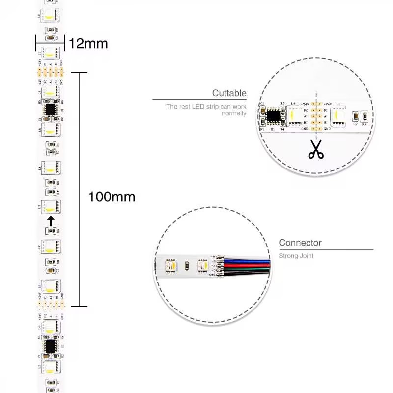 Digital Addressable DMX RGB LED Strip Lights DC24V SMD5050 Programmable Led Strip