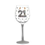 High Quality Personalized Glitter Tem Birthday Gift Red Wine Glass