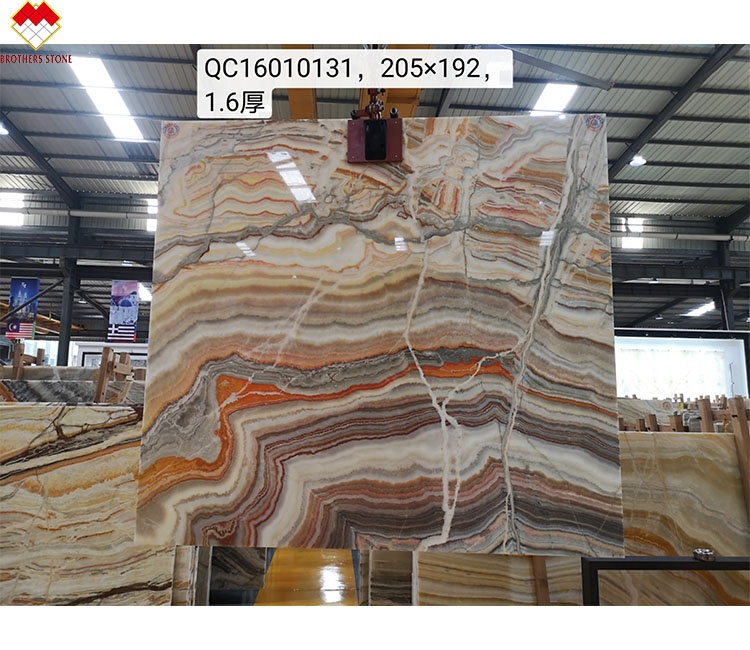 Competitive Onyx Stone Veneer Book Match Colorful Onyx Flooring Tile Backlit Rainbow