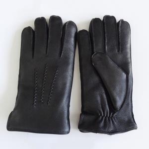 Quality Winter Thicken Sheep Wool Lined Gloves Ladies Lined Leather Gloves Black Color wholesale