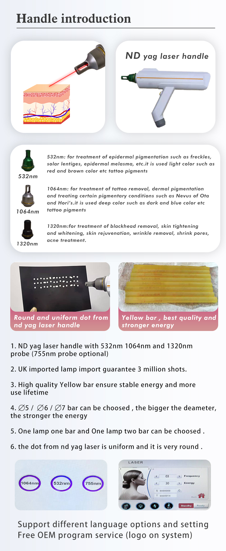 Picosecond Laser 1064nm 532nm 1320nm Q Switch ND YAG Laser Tattoo Removal Equipment