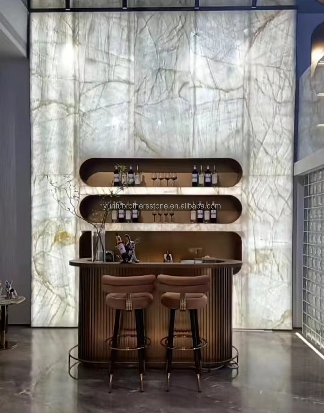 Translucent Cristallo Countertop Onyx Marble Table in Modern Design for Luxury Dining