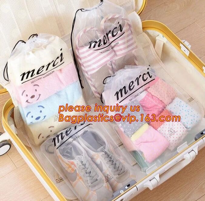 Biodegradable drawstring laundry poly bag with printing,Logo Printed Poly Drawstring Hotel/Travel Laundry Plastic bag