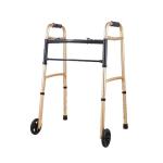 Adult Dual Button Aluminum Folding Walker with 2 Wheels