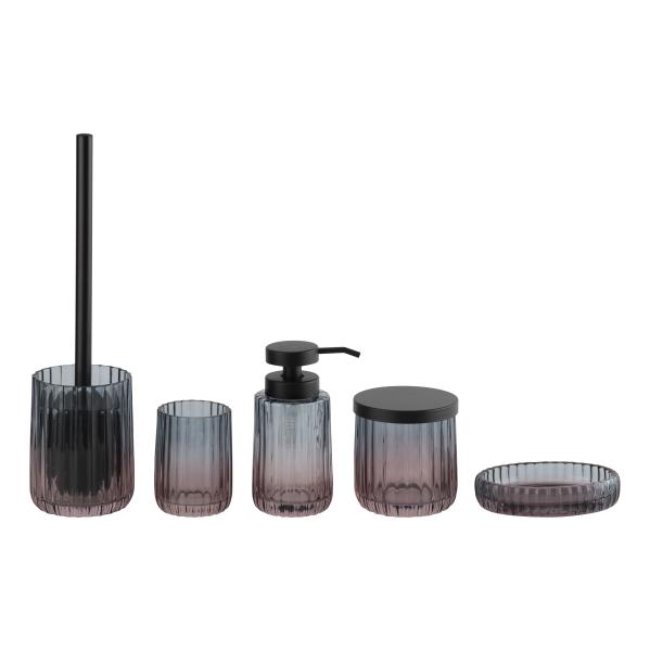 2 Tone Glass Washroom Accessories Set Vertical Stripe Blue Pink Dual Color