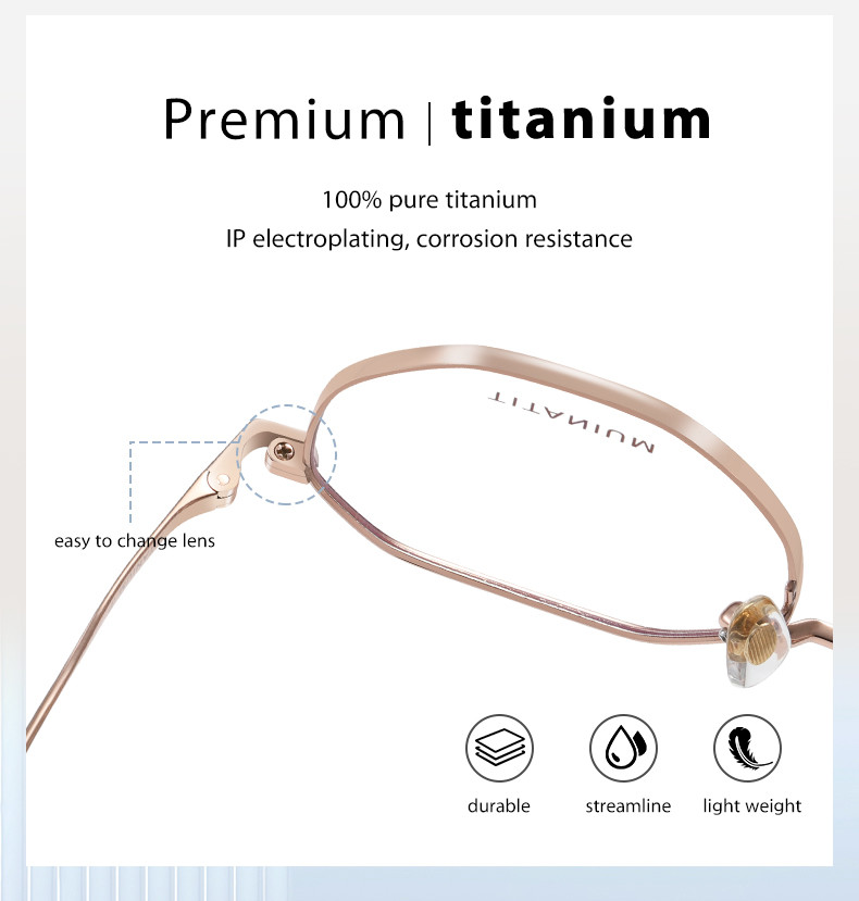 Geometric Titanium Frame Glasses Custom Logo Brand For Women