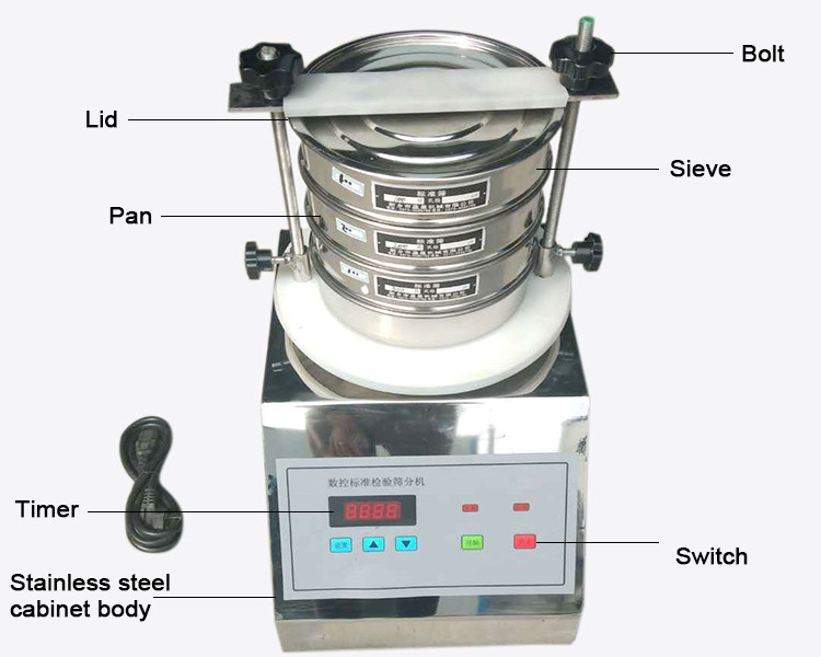 High Frequency Ultrasonic Screen Test Sieve Shaker For Fine Material Screening