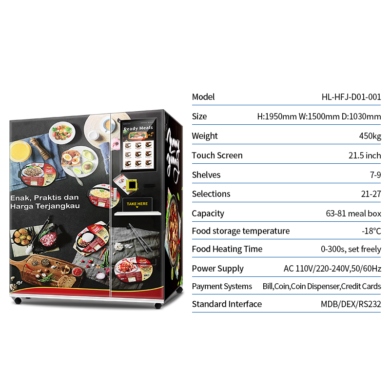 Fully Automatic Frozen Meals Vending Machine Ready Meals Vending Machine with Heating Function