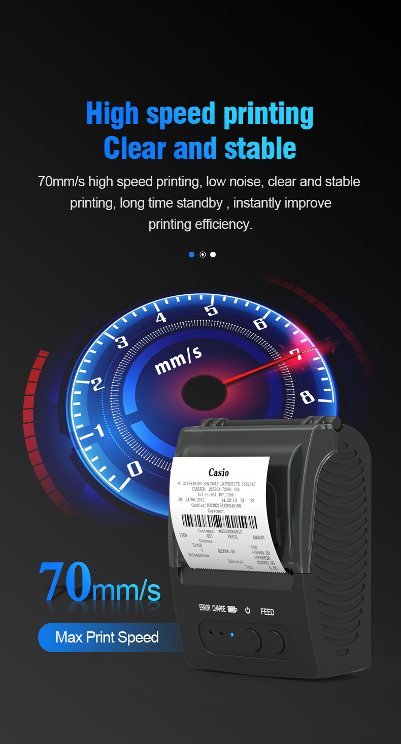 Portable Thermal 58mm Receipt Printer Android IOS Bluetooth POS