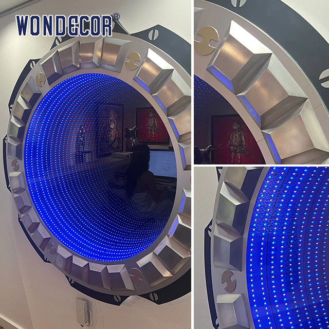 Customized Metal Wall Art Sculpture Modern Lighting Circular Stainless Steel Decoration
